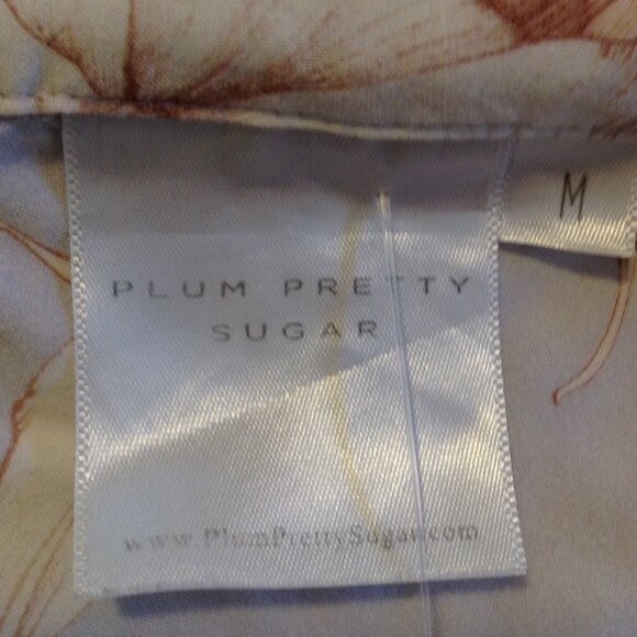 Plum Pretty Sugar PJ Short set, "M" Pastels with Magnolia Flowers, Preppy, Cute - Picture 5 of 7